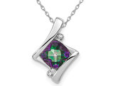 1.25 Carat (ctw) Mystic-Fire Topaz Pendant Necklace in 14k White Gold with Chain